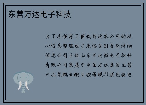 东营万达电子科技
